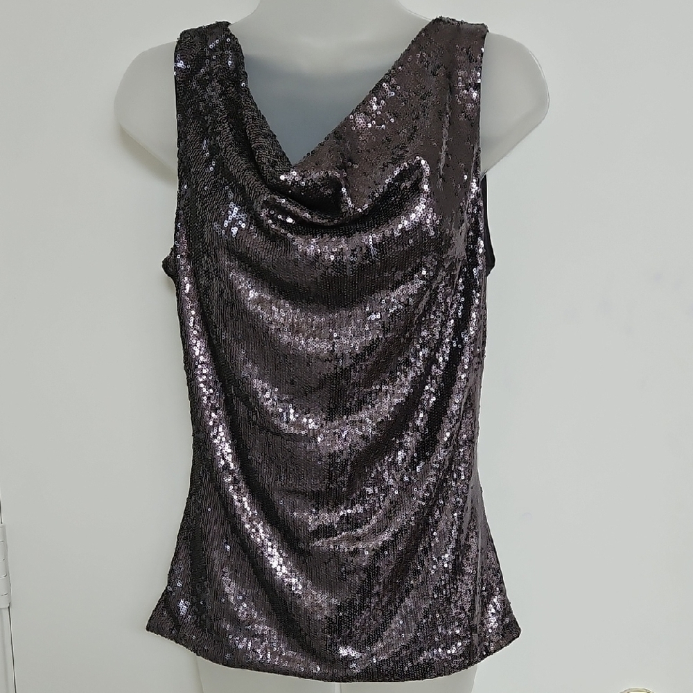 NWT White House Black Market Glamorous Gray Sequin Tank Top
